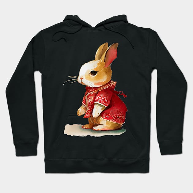 Watercolor Chinese Zodiac Year of the Rabbit Hoodie by artsyindc